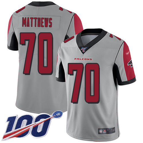 Atlanta Falcons Limited Silver Men Jake Matthews Jersey NFL Football #70 100th Season Inverted Legend->youth nfl jersey->Youth Jersey